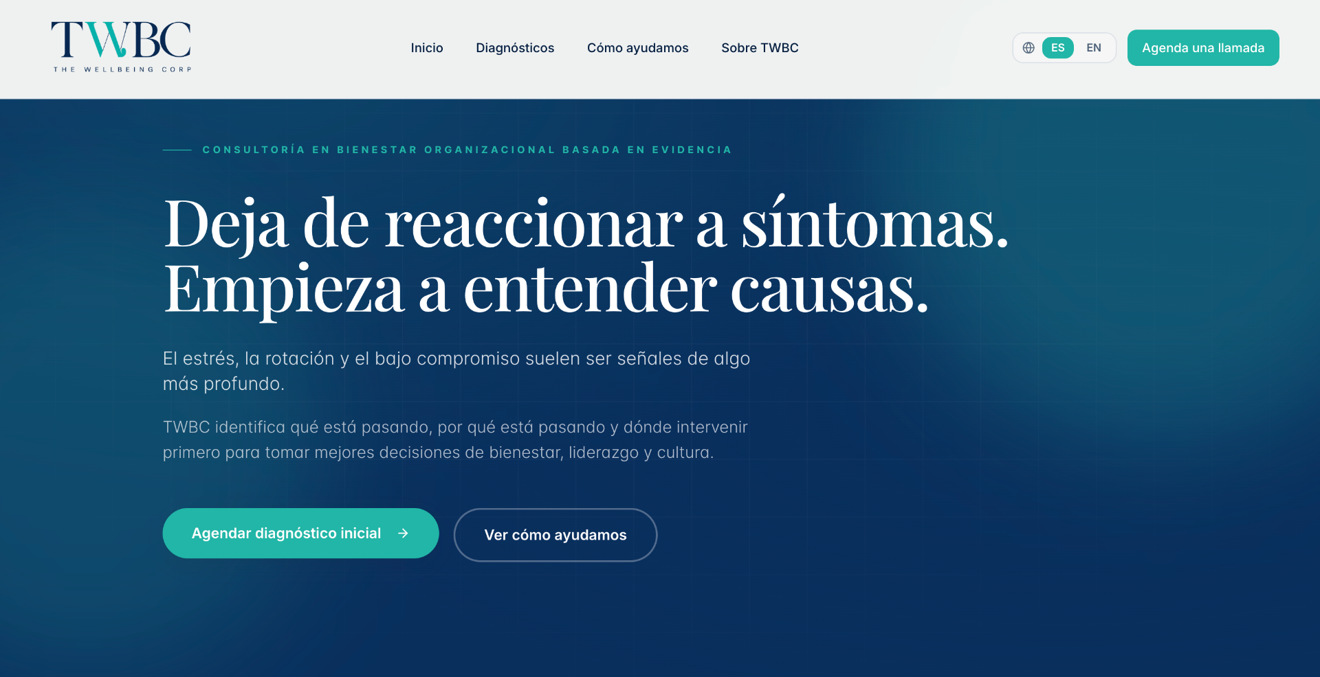 Captura del sitio The Wellbeing Corp